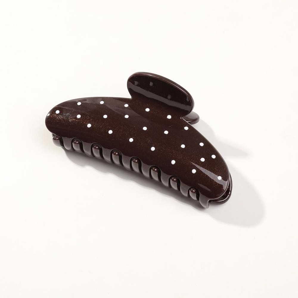 Black Hair Clip with White Polka Dots NWT